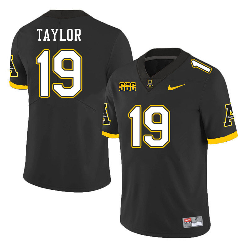 Men #19 Nick Taylor Appalachian State Mountaineers College Football Jerseys Stitched-Black
